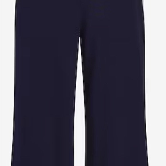 Express Ladies Navy High Waisted Knit Side Stripe Cropped Wide Leg Pant NWT S… - Picture 4 of 5